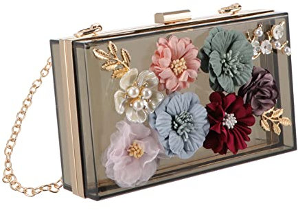 FRCOLOR Blumen Abendtasche Mode Clutch Tasche Kleine Quadratische Tasche Hochzeitstasche Schlüsseltasche Blumen-design Für Damen
