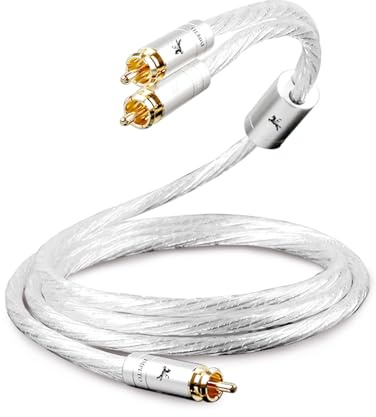 Impeto Câble Subwoofer RCA y 1 mâle vers 2 mâle hifi High end S-OCC Cable RCA Subwoofer Y Cinch de masse caisson de basse pour amplificateur, enceintes actives ou caisson de basse 1.5 m