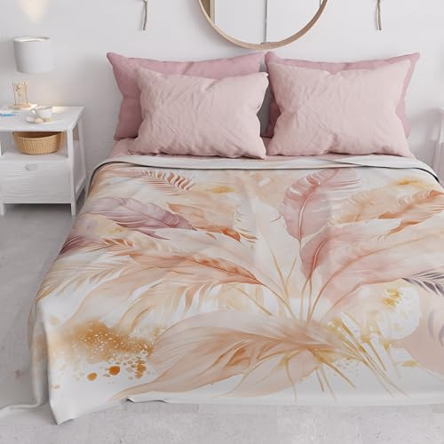 PETTI Artigiani Italia - Telo Arredo Copridivano Copritutto in Microfibra 260x270 cm, Fantasia Palma Cipria | Multiuso per Divani, Copriletto e Copritavolo | Telo Protettivo Lavabile