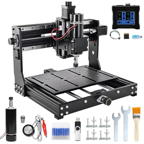 Desktop CNC Router Machine for Metal & Wood Carving, Engraving & Milling, Ideal for Woodworking & Acrylic Cutting, Includes Limit Switches & Controller