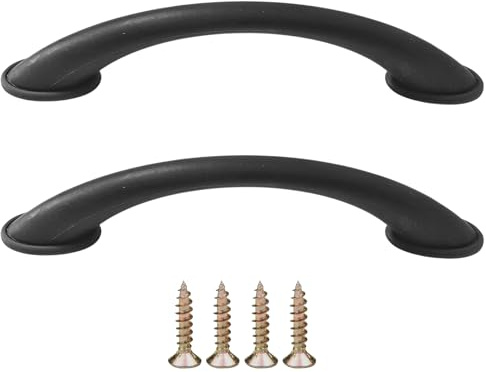 cyclingcolors 2x Tiradores para muebles manija 96 mm con tornillos plástico para puertas de armarios cocina cajones aparadores, negro