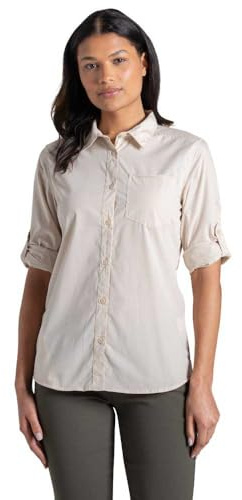Craghoppers Womens Kiwi III Long Sleeve Hiking Shirt Anti-Insect UV Protection Outdoor Top Stone