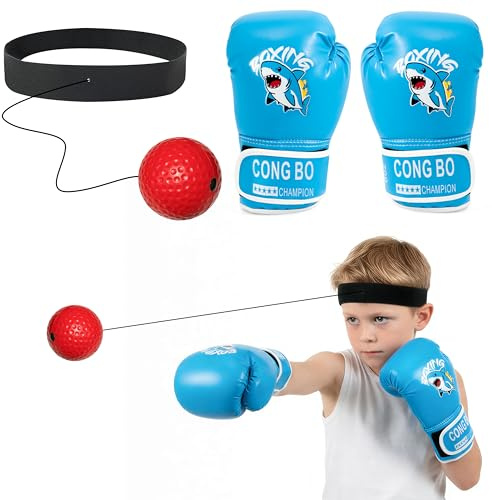 GoaePode - Guantes de boxeo para niños, guantes de boxeo de piel sintética, guantes de boxeo para Muay Thai, artes marciales, kickboxing, equipo de artes marciales, regalo de cumpleaños para niños y