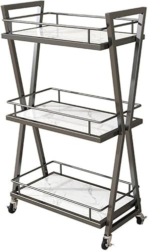 Carrello in metallo – Carrello organizer per trucchi su ruote per bellezza, spa e manicure, design a 3 livelli per una conservazione efficiente e mobilità