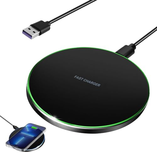 Fast Wireless Charger 35W Qi Charging Pad for iPhone 16 15 14 13 12 11, Samsung Galaxy S25 S24 S23 S22 S21 S20 S10, Universal Wireless Charging Station, Phone Charging Pad with LED Indicator (Black)
