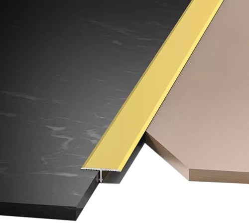Aluminium T-form Trä Till Kakel Övergångsremsa, Vattentät Övergångsprofil Lättpassad för Inomhushem i Sovrum Vardagsrum(Gold)