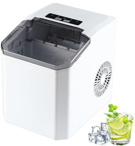 Macchina Per Il Ghiaccio Portatile, Autopulente, Con Produzione Di 9 Cubetti In 6 Minuti E 2 Formati Di Ghiaccio A Proiettile, Design Compatto Da Appoggio Per Casa, Cucina, Ufficio E Bar white
