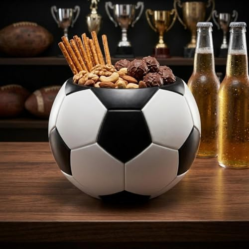 Cuenco de aperitivos con forma de pelota de fútbol, cuencos de servir de resina, bandeja de servir de resina reutilizable, bandeja de servir para el día del juego, para palomitas de maíz, caramelos