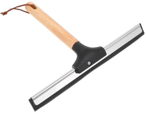 RUNROTOO Raschia Vetri per Doccia con Manico in Legno Resistente e Multiuso per Pulizia Vetri Finestre Specchi e Auto Detergente per Bagno e Casa