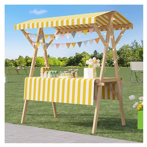 Hopfällbar matvagn i trä med hjul, kraftig mobilleverantörsstativ för jordbruksmarknaden, mellanmål, desserter, street kiosk, 150 cm längd