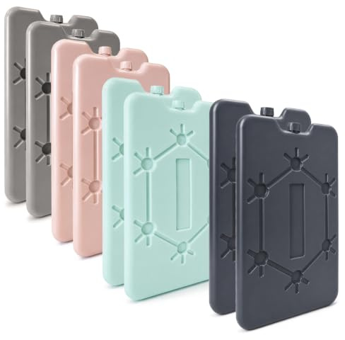 com-four® 8X extra flaches Kühlakku - Eispads, platzsparend und ideal für Kühlbox und Kühltasche - Kühlelemente in trendigen, pastelligen Farben - Bunte Eisakkus