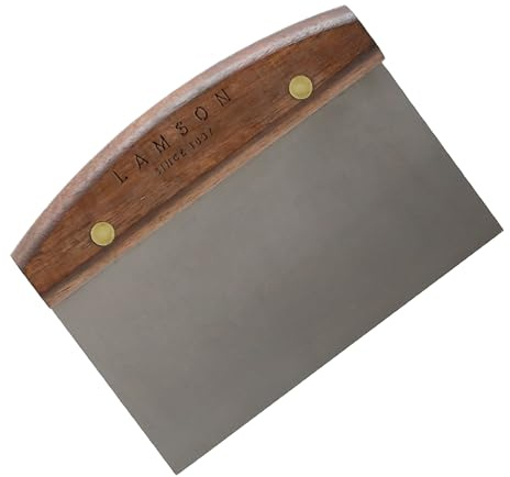 Lamson Kitchen Utensils - 4 x 6 Bench Scraper, High-Carbon Stainless Steel Dough Scraper, Ergonomic Riveted Walnut Handle, Handcrafted, Full-Tang Design, Built to Last