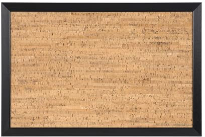 Bi-Office - Kamashi Korktafel, Pinnwand mit MDF Rahmen und Natürliches Kork Oberfläche, 90 x 60 cm großer, 19 mm dicker, Schwarz MDF Rahmen