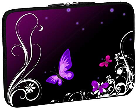 PEDEA Design Schutzhülle Notebook Tasche bis 17,3 Zoll (43,9cm), Purple Butterfly