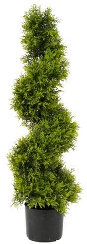 Best Artificial 90cm 3ft Cedar Conifer Spiral Topiary Tree **UV Fade Protected**