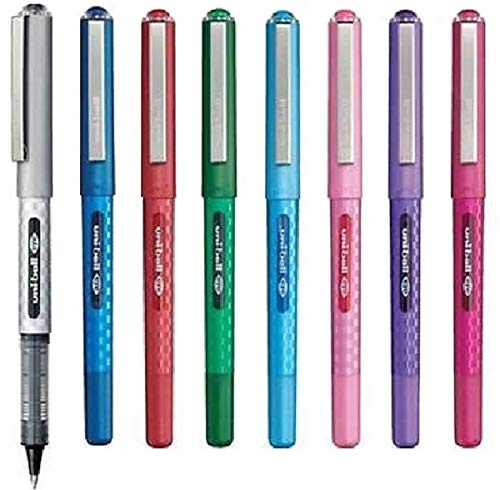Uni Ball Eye Designer farblich sortiertes Set Tintenroller 0,7 mm Spitze Spitze 0,5 mm Strichbreite Designer Series schnell trocknende Pigmenttinte UB-157D (1 Stück pro Farbe - 8 Stifte - Schwarz Blau Rot Grün Rotwein Veilchen hellblau & Pink)