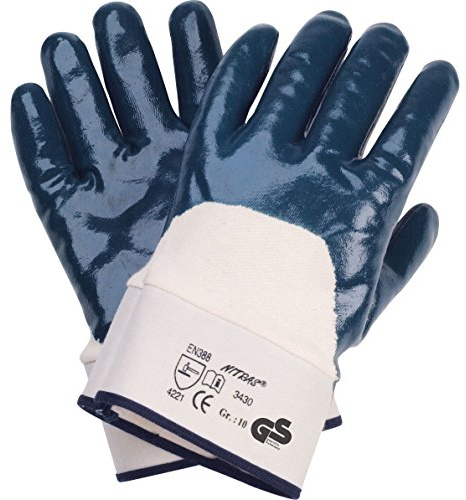 144 Paar NITRAS 3430 Nitril Handschuh blau Stulpe, Gr.: 10