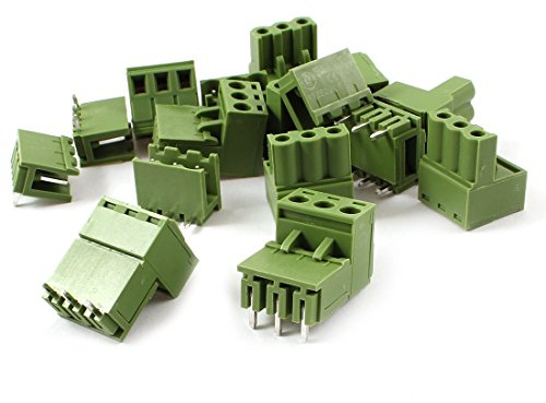 sourcing map 10 Paar (5,1 mm, Entfernung 3 Pin Schraubanschluss Steckbar Terminalblock Grün de