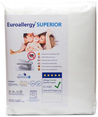 Euroallergy Superior -Coprimaterasso Antiacaro Certificato. Altamente Traspirante. Con Cerniera (180x200 x20 cm.)