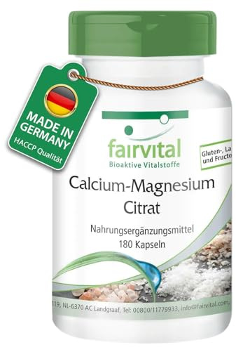 fairvital Calcium Magnesium Citrat, 180 Kapseln, HOCHDOSIERT, Cal-Mag Kapseln, VEGAN