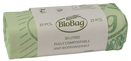 30 Litre x 25 BioBag Compostable Biodegradable Kitchen Food Waste Caddy Bin Liner Bags/Sacks (30L) - Certified EN13432