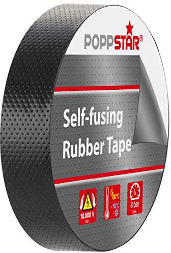 POPPSTAR 1x selbstverschweißendes Universal Isolierband und Dichtungsband, LxBxH 5m x 19mm x 0,76mm, schwarz