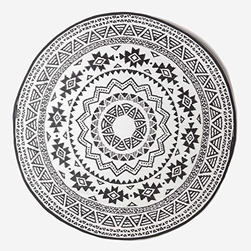 HOMESCAPES Tapis extérieur résistant Pluie et UV, Tapis de Jardin imperméable réversible Noir, Rond 180 cm, Intérieur extérieur terrasse Balcon