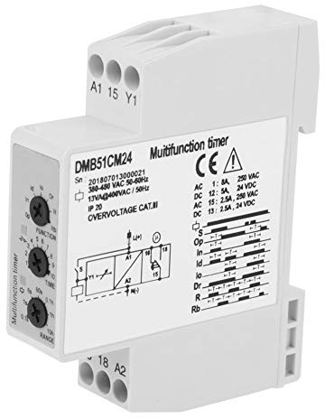Relè Temporizzato DC 24V e AC 24-240V Temporizzatore Ritardato Multi-tensione Interruttore OFF con 7 Funzioni Scelte