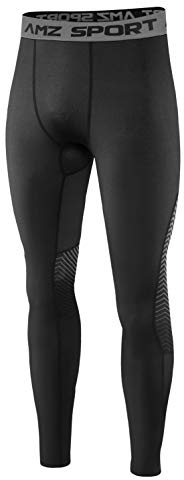 AMZSPORT Pantaloni Sportivi a Compressione da Uomo Leggings da Palestra Calzamaglia ad Asciugatura Rapida