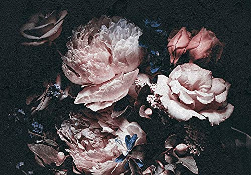 WallArena Vlies Fototapete Blumen Vintage Blumenstrauß 416x254 cm | Hochwertige Vliestapete, für Wohnzimmer Schlafzimmer, Vliestapete Wandtapete Tapete 3D Effekt- inkl. Kleister