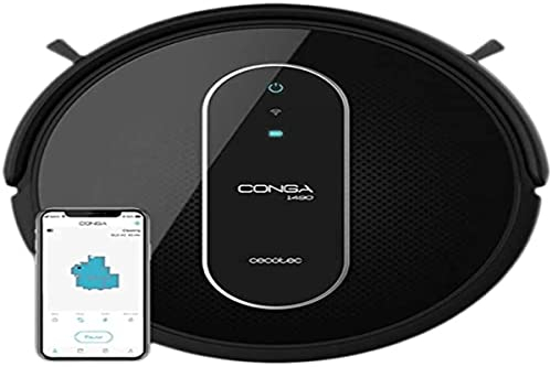 Cecotec Robot Aspirador Conga Serie 1490 Impulse. 1400Pa, Sistema iTech SmartGyro 2.0, friega, aspira y Barre a la Vez, App con Mapa, Limpieza Ordenada de Toda la Superficie, Alexa & Google Assistant.