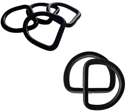 Trimming Shop Non Welded Metal D-Rings Strap, 25 mm, 20pcs, Metallic Black