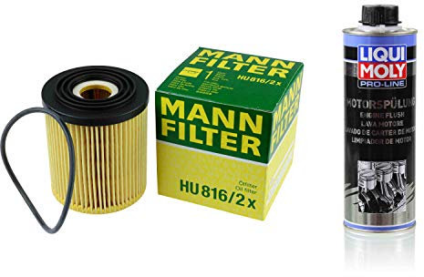 MANN-FILTER Ölfilter HU 816/2 x + 2427 Pro-Line Motorspülung