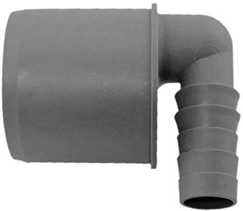 MegaHaustechnik HT Schlauchanschlußwinkel mit Steck-Ende für DN50 Rohrmuffe, mit Schlauchtüllen Außendurchmesser 21 mm für 3/4 Zoll Wasserschlauch Adapter Übergang Anschluss Abwasser Rohr Abfluss