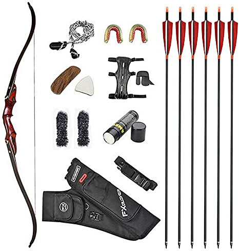 SHARROW Bågskytte Takedown Recurve Båge och Piluppsättning Vuxen Amerikansk Jaktbåge 58 tum ILF Båge Lemmar och Båghandtag Recurvebågar 20-50lbs Träbåge för Jakt Skytte (Röd, 30lbs)