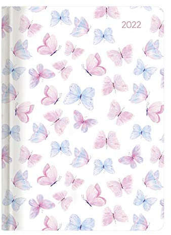 Ladytimer Grande Pastel Butterflies 2022 - Taschen-Kalender A5 (15x21 cm) - Schmetterlinge - Notiz-Buch - Weekly - 128 Seiten - Alpha Edition