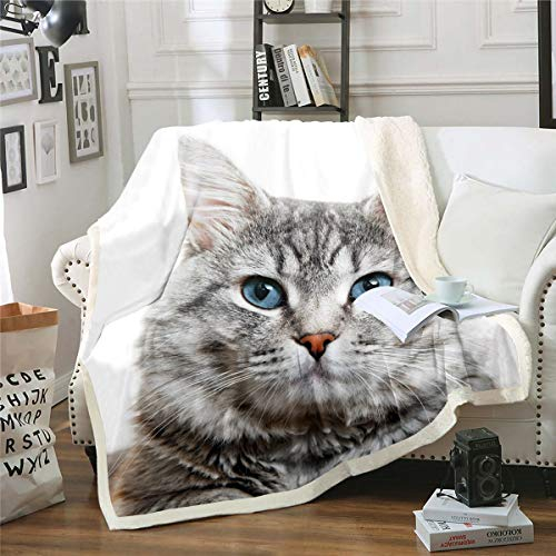 Katze Wohndecke Niedlich Braun K?tzchen Haustier Drucken Decke 150x200cm für Kinder Haustier Katze Muster Kuscheldecke 3D Tier Thema für Sofa Ultra weich