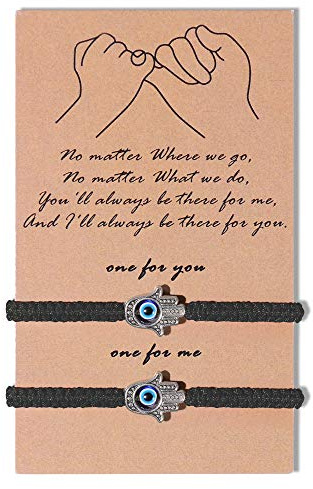 SUNSH Evil Eye Armbänder für Männer Frauen Mädchen Jungen Bester Freund Liebhaber Pinky Versprechen Geschenke Verstellbare Schnur Freundschaft Paar Abstand Viel Glück Schutz Schmuck