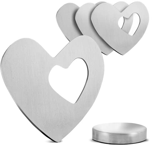 4X Herz Magnet Tischdeckenbeschwerer aus Edelstahl, Tischtuchmagnete | magnetische Tischdecken Gewichte, starker Halt, Vliesunterseite, dekorativ, Indoor & Indoor, Tischtuchklammer Alternative