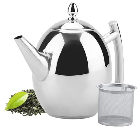 Stainless Steel Teapot,Easy Pour Tea Pot with Removable Mesh Filter,Coffee Pot for Loose Leaf Tea Bags Coffee Hot Water Water Kettle Container Suitable for Cafe Home Office,Mirror Polished(1500ml)