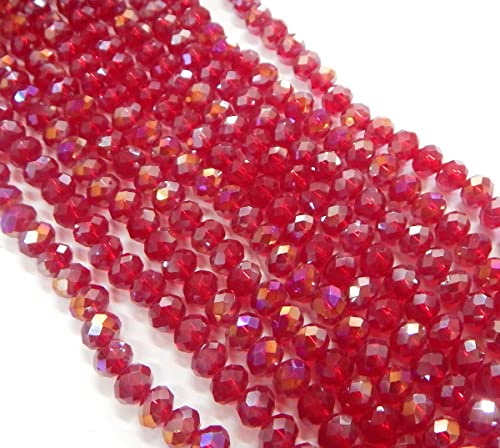 Czech Crystal Glass Beads, CZ Bohemian Faceted Rondelle Glass Beads, 4/6/8/10 mm (Dark Red AB, 6x4 mm)