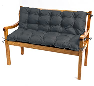 TexDeko® Garden Gartenbankauflage mit Rückenlehne wasserabweisend UV - beständig Bankauflage In- & Outdoor Sitzkissen und Rückenkissen Hollywoodschaukel Sitzpolster (120 x 50 x 50cm Anthrazit)