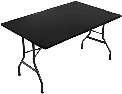 Obstal Tischdecke für 1,8 m große Tische, wendbar, wasserdicht, schmutzabweisend, elastisch, Stretch, abwischbar, für Innen- und Außenbereich, passend für rechteckige Tische, 183 x 76 cm, Schwarz
