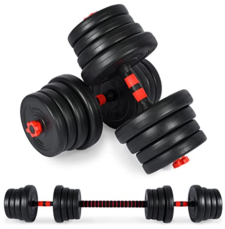 MSPORTS Hantelset Premium 2in1 - Kurzhanteln + Langhanteln verstellbar 20, 30 oder 40 kg - Hanteln Set Dumbbell mit Verbindungsstahlrohr und Gewichten (20 kg)