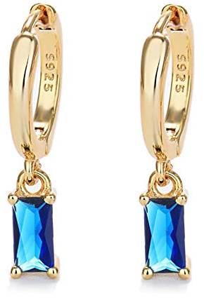 Goldene Ohrringe Damen mit grünem Tropfen, Creolen Gold für Frauen 14K Gold Ohrringe Kreolen Gold für Mädchen und Männer 2PCS
