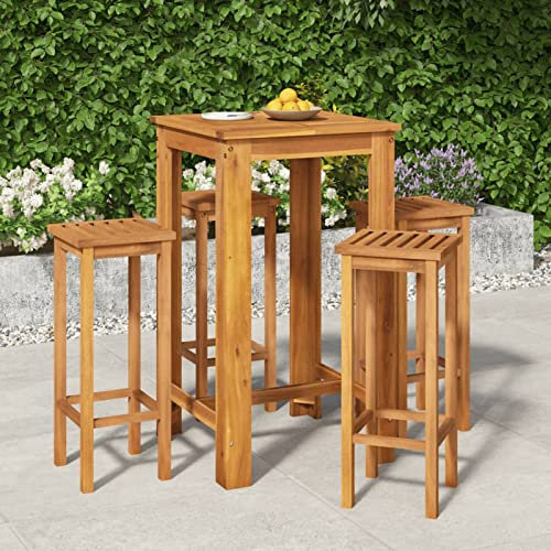 ZHOUMIN 5-TLG. Garten-Essgruppe, Gartenmöbel Set, Garten Möbel, Gartengarnitur, Gartenset, Sitzgarnitur, Sitzgruppe Garten, Möbelsets, Massivholz Akazie