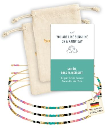 happymaker - Freundschaftsarmbänder, handgefertigt aus Miyuki Perlen in Deutschland mit Geschenkverpackung und Spruchkarte, Happy Birthday, Good Luck, BFF, Glückwunsch