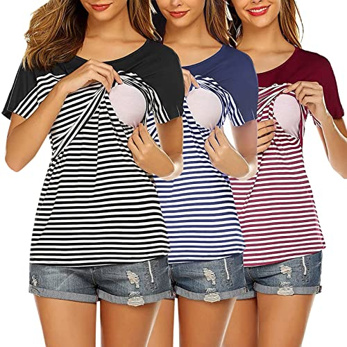 Umstandsshirt KostüM FüR Schwangerschaft Damen Umstands-T-Shirt Top, lustiges Shirt Schwangerschaft Kurzarm T-Shirt Rundhals Tee niedliches Top mit Druckmuster Mama Kleidung Umstandskleid Sommer ps693
