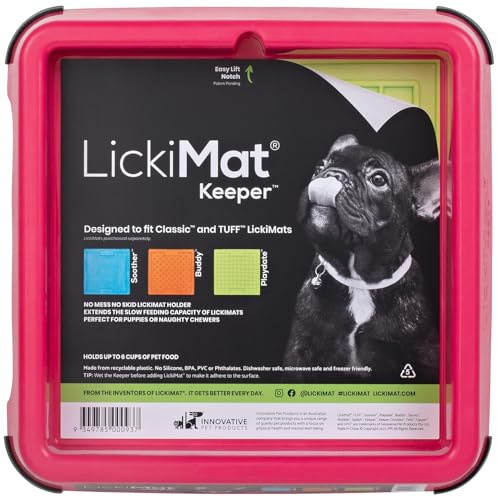 LickiMat Indoor Keeper Non Slip Lick Mat Holder for Dogs & Cats - Prevents Spills & Mess - Compatible with our Classic and Tuff slow feeder mats - Can Fits Up to (20x20cm) Lick Mats - Pink