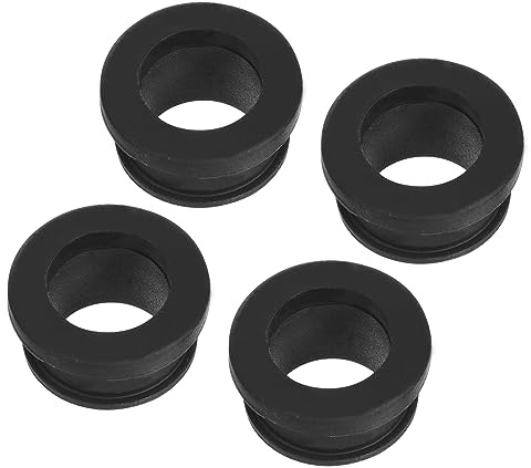 sourcing map 4Pcs Snap Rubber Grommet Hole Plug Mount Dia 19mm ID 15mm H 14mm Seal Anti-Scratch for Electrical Box Cable Pipe Black